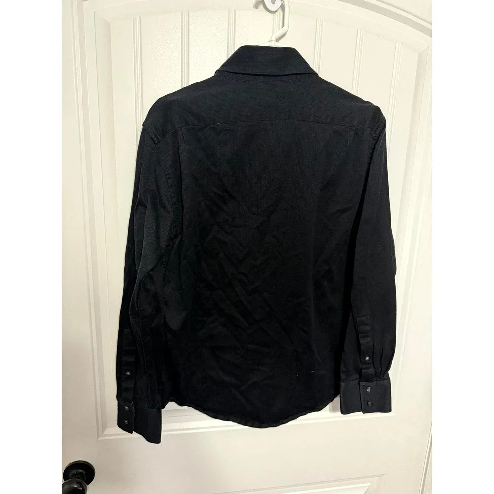 Banana Republic Button Down Shirt Mens L Black Long Sleeve Cotton Textured